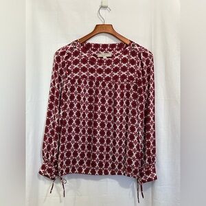 LOFT - Red And White Patterned Blouse